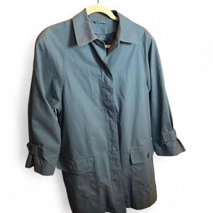 Rare Vintage Slate Blue London Fog Trench Coat Petite 12, Removable Fleece Liner